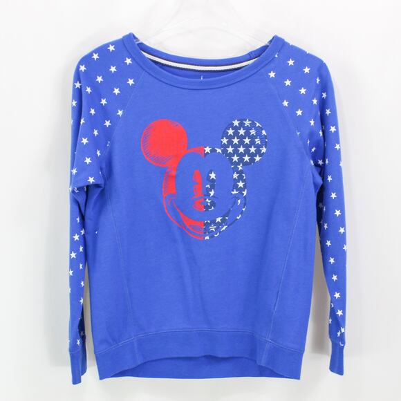 DISNEY Blue Stars Patriotic Mickey Round Neck Pullover Sweater - Picture 1 of 9